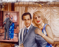 تابلو فرش دستباف خان و آقای جوان ، بافته شده بصورت سفارشی از روی عکس،