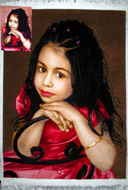 تابلو فرش دستباف عکس دختر بچه ناز ، تولید شده در فرش نریمانی تبریز